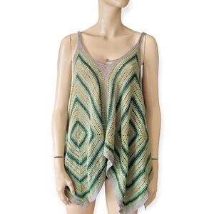 Handmade Crochet Kanata Kerchief Boho Tank Top Coverup Hippie Festival OS  / XL